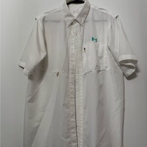 Under Armour White Casual Button Down Shirt Lightweight Cotton